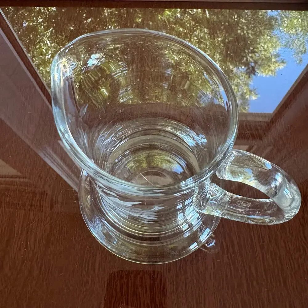Vintage Etched Glass Creamer Pitcher Floral Clear Glass Cream Server